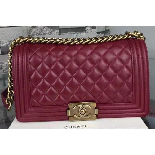 Chanel Boy Flap Shoulder Bags Sheepskin Leather A67086 Burgundy