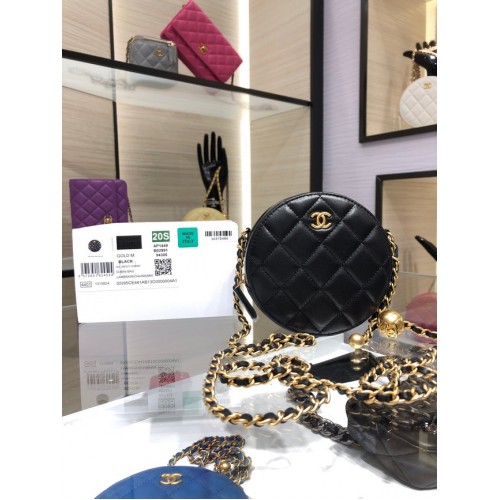 Chanel CLUTCH WITH CHAIN Lambskin Gold-Tone Metal AS1449 black