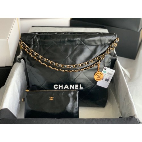 Chanel Calf leather shopping bag AS3261 black&white