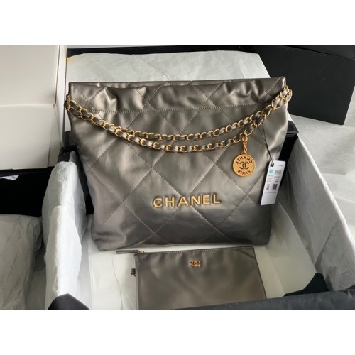 Chanel Calf leather shopping bag AS3261 silver grey