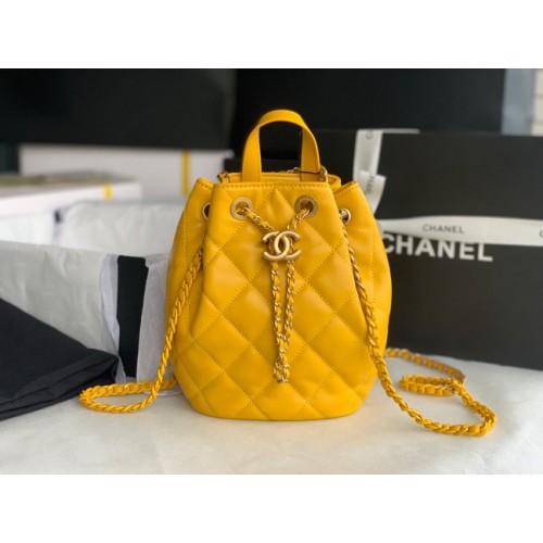 Chanel Calfskin Backpack Original Leather AS3211 yellow