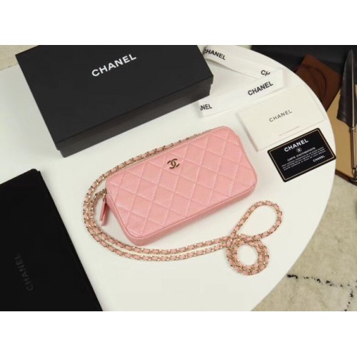 Chanel Calfskin Gold-Tone Metal A82527 pink