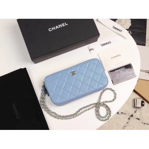 Chanel Calfskin Gold-Tone Metal A82527 sky blue