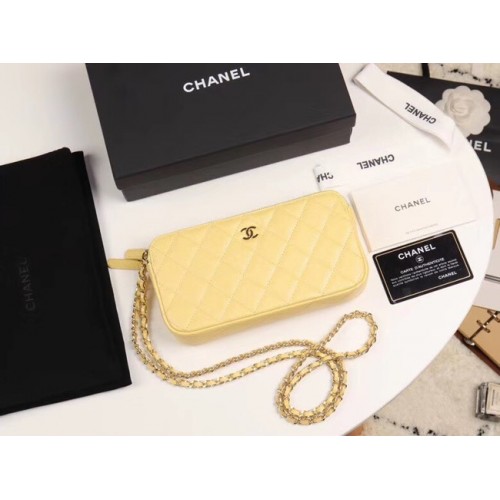 Chanel Calfskin Gold-Tone Metal A82527 yellow