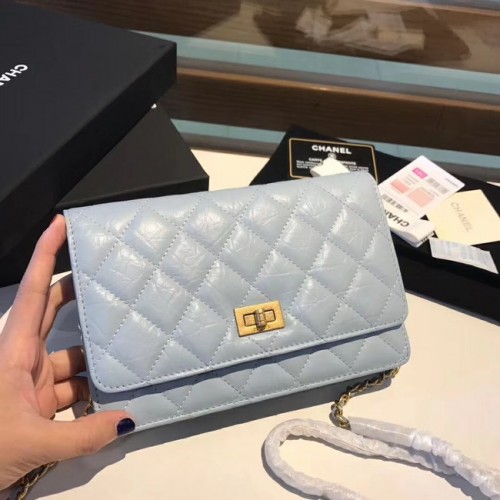 Chanel Calfskin Gold-Tone Metal S33814 light blue