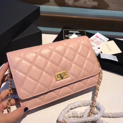 Chanel Calfskin Gold-Tone Metal S33814 pink