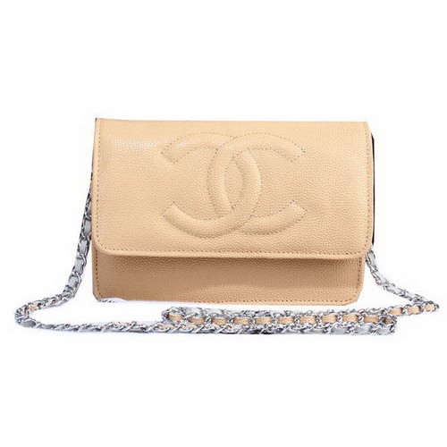 Chanel Cannage Pattern Leather Flap Shoulder Bag A8892 Apricot