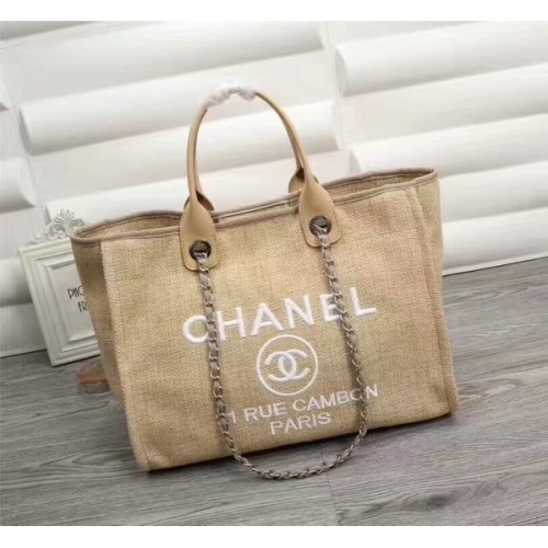 Chanel Canvas Leather Tote Shopping Bag 68047B