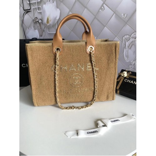 Chanel Canvas Shoulder Shopping Bag 66941 yellow