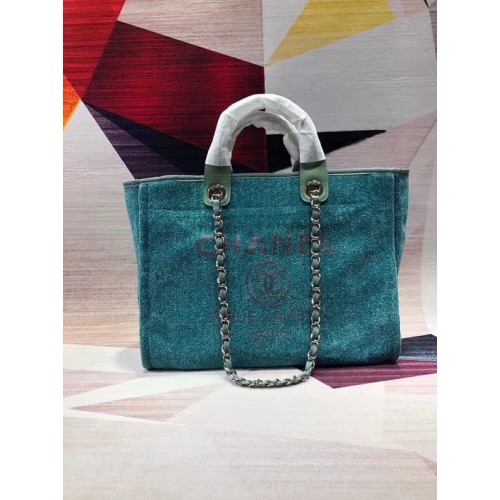 Chanel Canvas Shoulder Shopping Bag A2369 Green