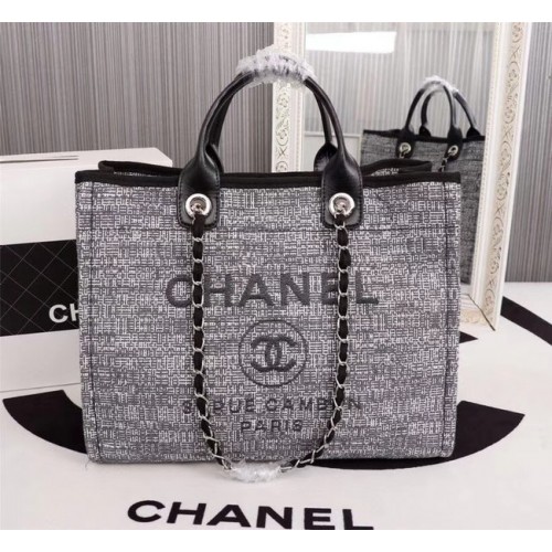 Chanel Canvas Tote Shopping Bag 8099 grey