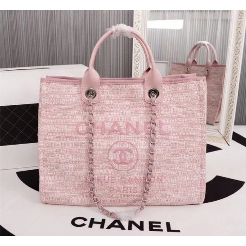 Chanel Canvas Tote Shopping Bag 8099 pink