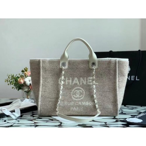 Chanel Canvas Tote Shopping Bag B66941 Cream