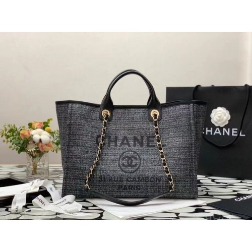 Chanel Canvas Tote Shopping Bag B66941 black