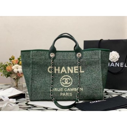 Chanel Canvas Tote Shopping Bag B66941 green