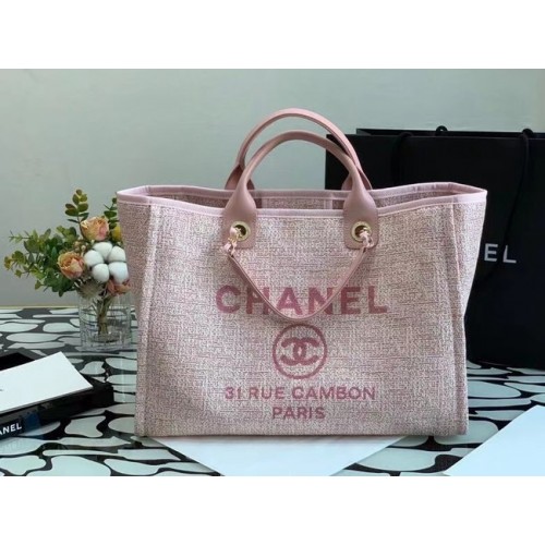 Chanel Canvas Tote Shopping Bag B66941 pink