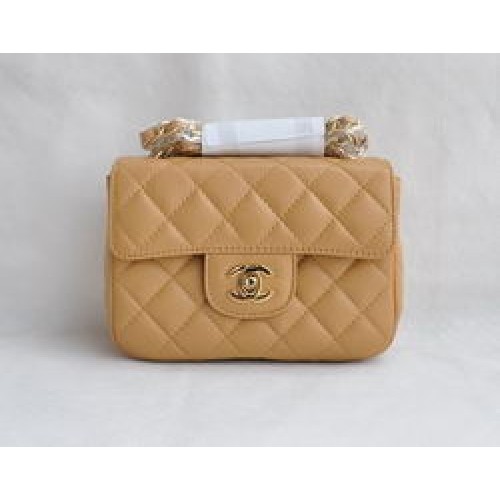 Chanel Classic Apricot Lambskin Golden Chain Quilted Flap Bag 1115