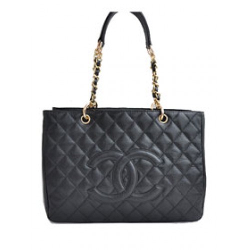 Cheap Chanel Classic CC Shopping Bag A20995 Black Lambskin Golden