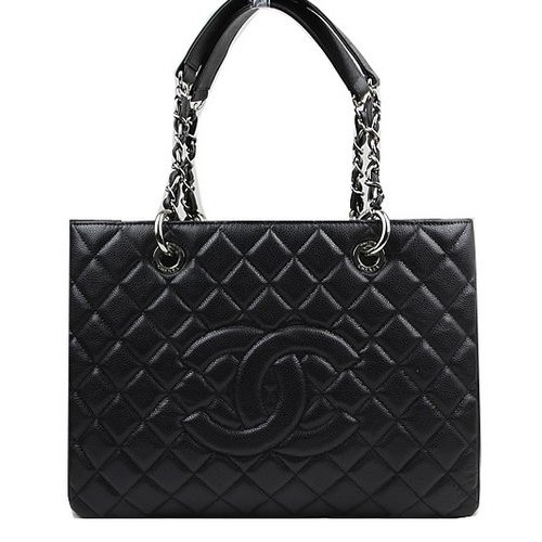 Chanel Classic Coco Bag Black GST Caviar Leather A50995 Silver