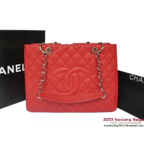Chanel Classic Coco Bag GST Caviar Leather A36092 Red Silver