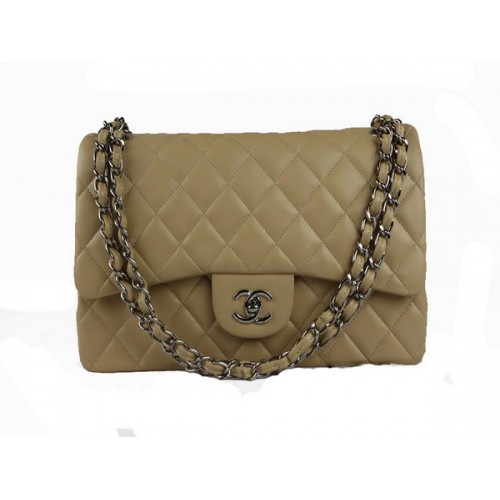 Chanel Classic Flap Bag 1113 Apricot Original Sheepskin Leather Silver
