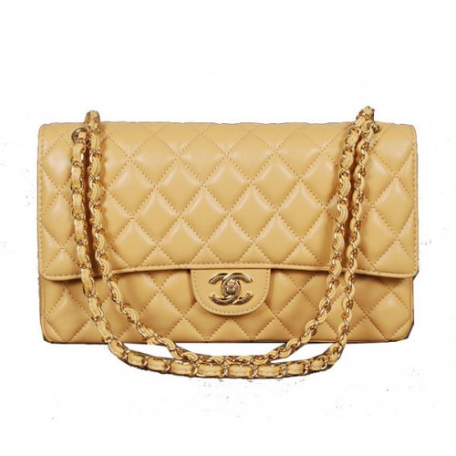 Chanel Classic Flap Bag 1113 Apricot Sheep Leather Gold