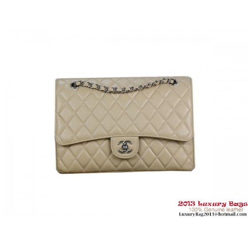Chanel Classic Flap Bag 1113 Apricot Sheepskin Leather Silver