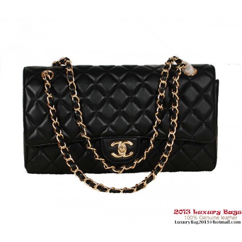 Chanel Classic Flap Bag 1113 Black Sheepskin Gold
