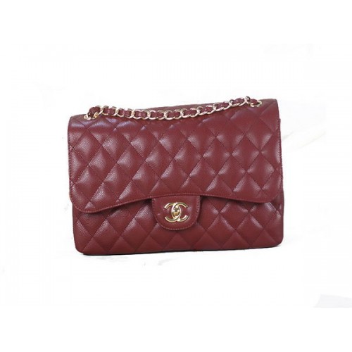Chanel Classic Flap Bag 1113 Burgundy Original Cannage Pattern Leather Gold