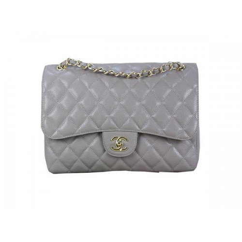 Chanel Classic Flap Bag 1113 Gray Original Cannage Pattern Leather Gold