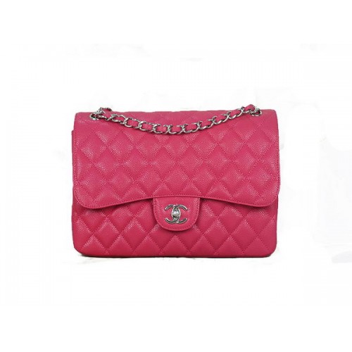 Chanel Classic Flap Bag 1113 Rose Original Cannage Pattern Leather Silver