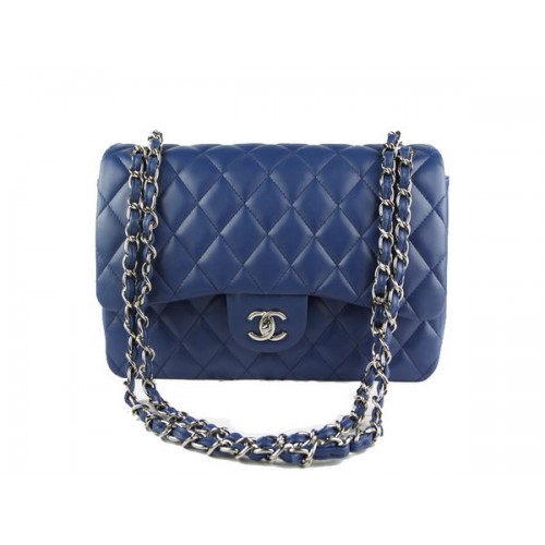 Chanel Classic Flap Bag 1113 RoyalBlue Original Sheepskin Leather Silver