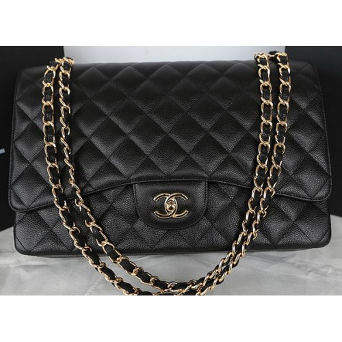 Chanel Classic Flap Bag Black Original Cannage Pattern CFA1116 Gold