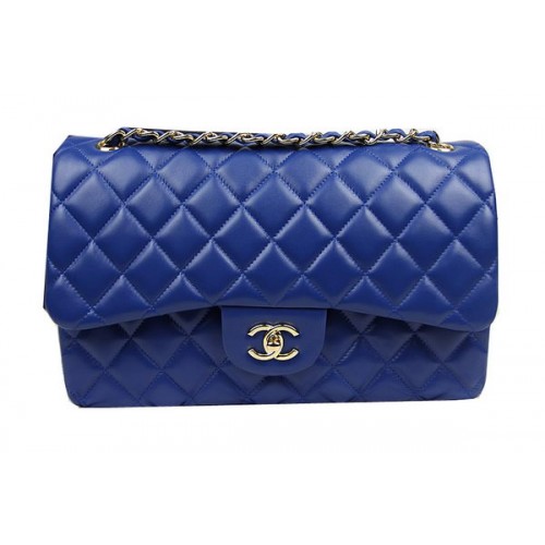 Chanel Classic Flap Bag Blue Original Leather CF1113 Gold
