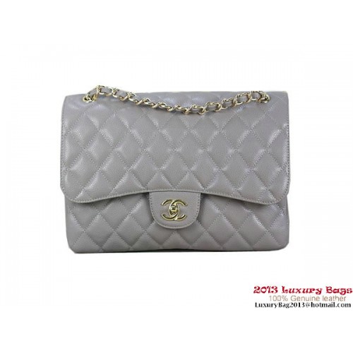 Chanel Classic Flap Bag Gray Original Cannage Patterns Leather Gold