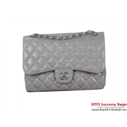 Chanel Classic Flap Bag Gray Original Cannage Patterns Leather Silver