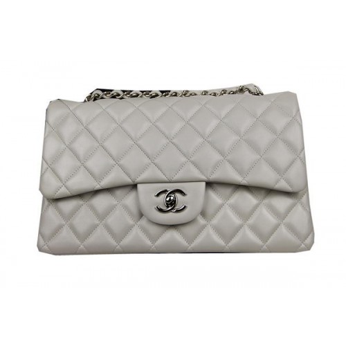 Chanel Classic Flap Bag OffWhite Original Leather CF1113 Silver