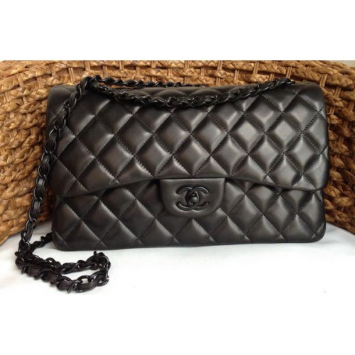 Chanel Classic Flap Bag Original Lambskin Leather A1113 Black