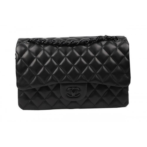 Chanel Classic Flap Bag Original Sheepskin Leather A1113 Black