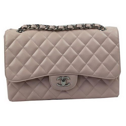 Chanel Classic Flap Bag Pink Cannage Pattern CF1113 Silver