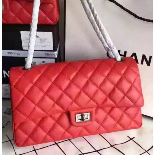 Chanel Classic Flap Bag Red Original Leather CHA8575 Silver