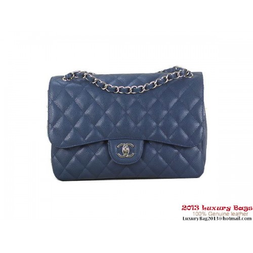 Chanel Classic Flap Bag RoyalBlue Original Cannage Patterns Leather Silver