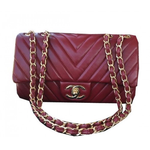 Chanel Classic Flap Bag Sheepskin Leather A92516 Burgundy