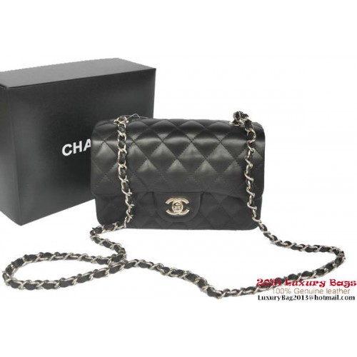 Chanel Classic Flap Bags Black Original Sheepskin Leather A1116 Silver