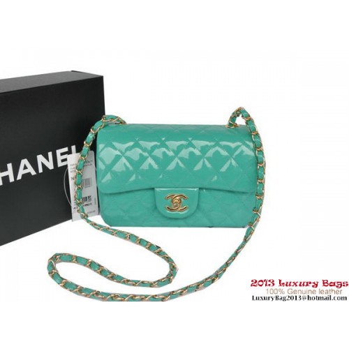 Chanel Classic Flap Bags Light Green Original Patent Leather A1116 Gold