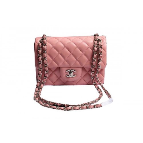 Chanel Classic Flap Bags Pink Original Sheepskin Leather A1116 Silver