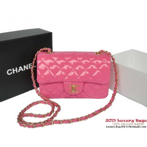 Chanel Classic Flap Bags Rose Original Patent Leather A1116 Gold