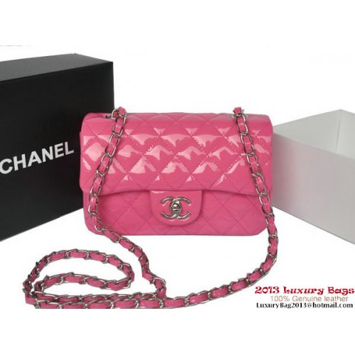 Chanel Classic Flap Bags Rose Original Patent Leather A1116 Silver
