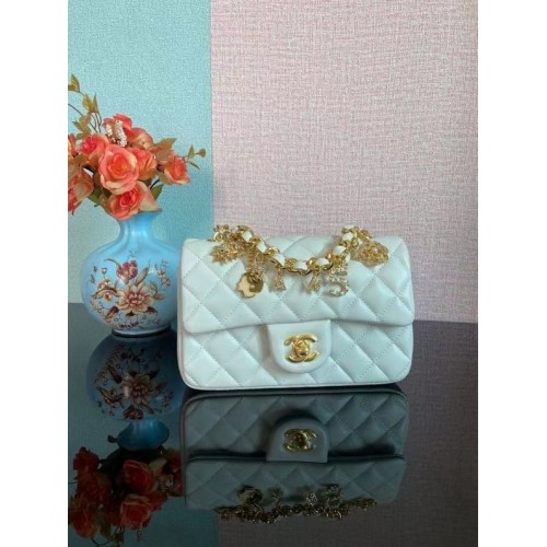 Chanel Classic Flap Shoulder Bag Original Sheepskin leather AS2326 White