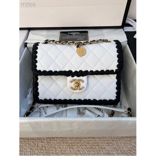 Chanel Classic Flap Shoulder Bag Original Sheepskin leather AS6075 white